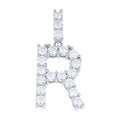 925 Sterling Silver Unisex 1.92ct Moissanite Initial Alphabet R Charm Pendant