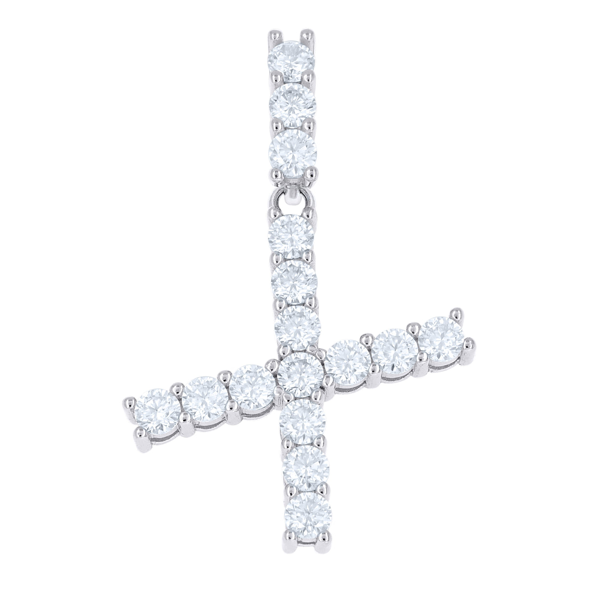 925 Sterling Silver Unisex 1.62ct Moissanite Initial Alphabet X Charm Pendant