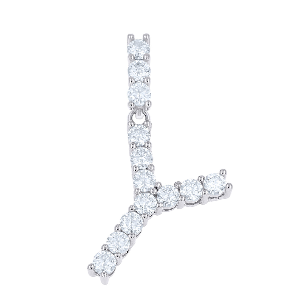 925 Sterling Silver Unisex 1.31ct Moissanite Initial Alphabet Y Charm Pendant