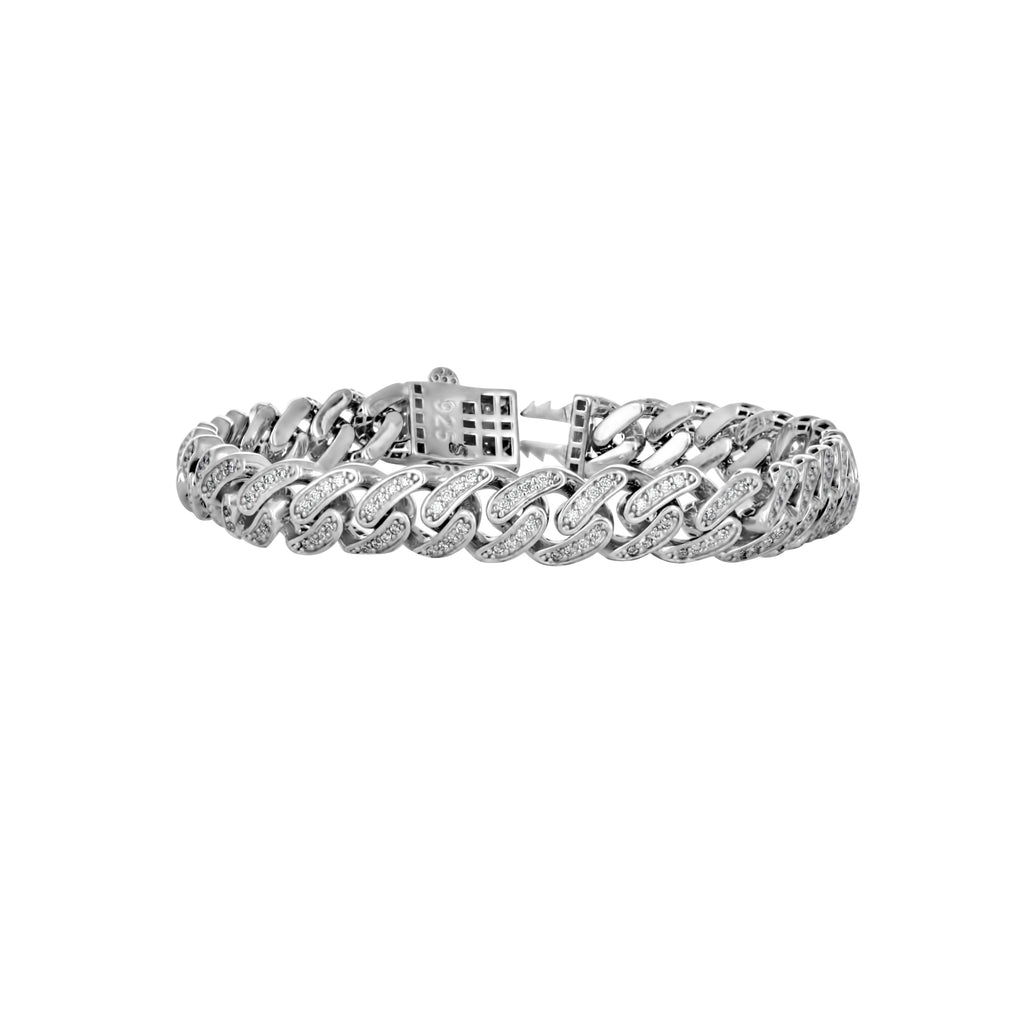 925 Sterling Silver Unisex 2.10ct Moissanite Semi Solid Hollow Miami Cuban Bracelet 9mm 9 Inches