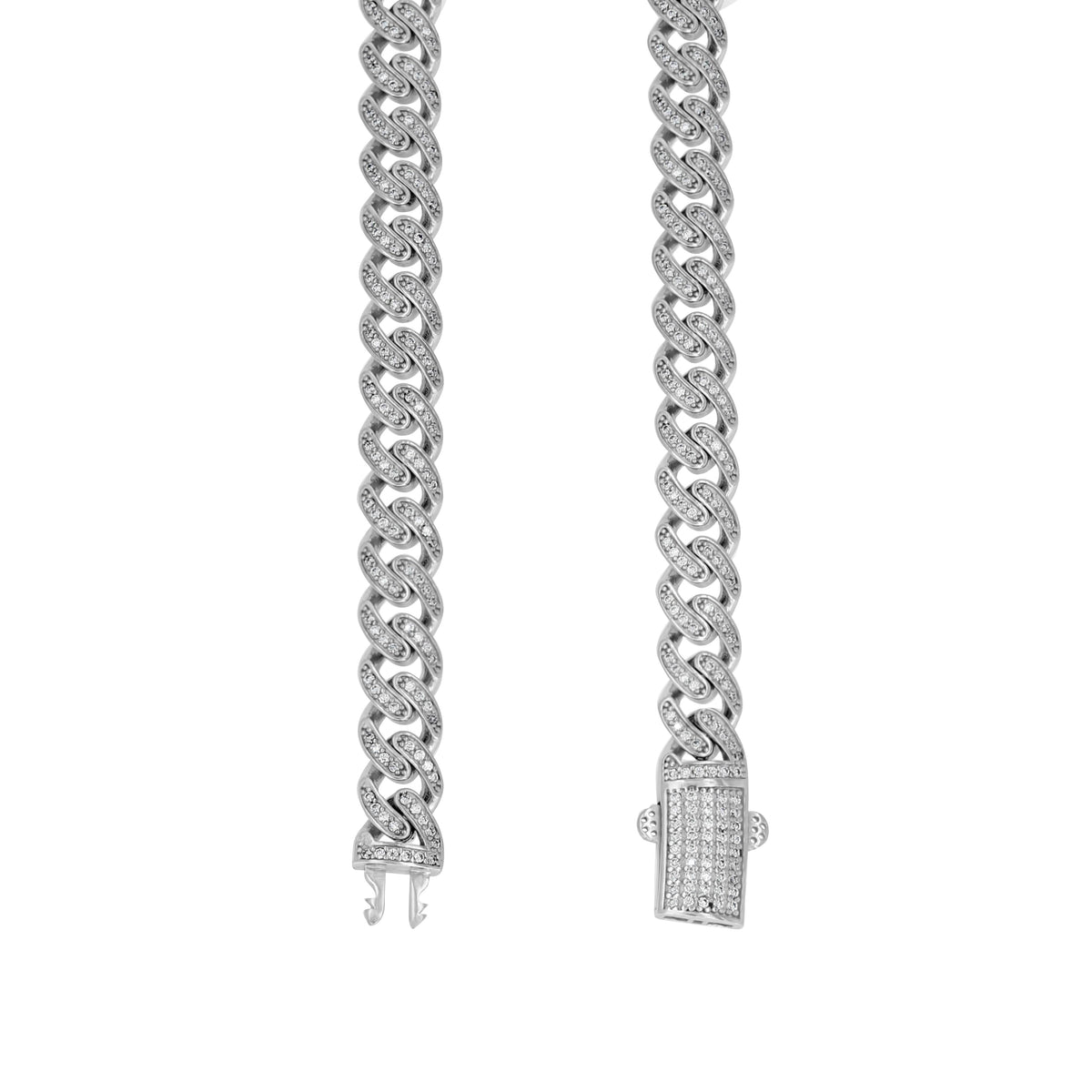 925 Sterling Silver Unisex 4.97ct Moissanite Semi Solid Hollow Miami Cuban Chain Necklace 9mm 20 Inches