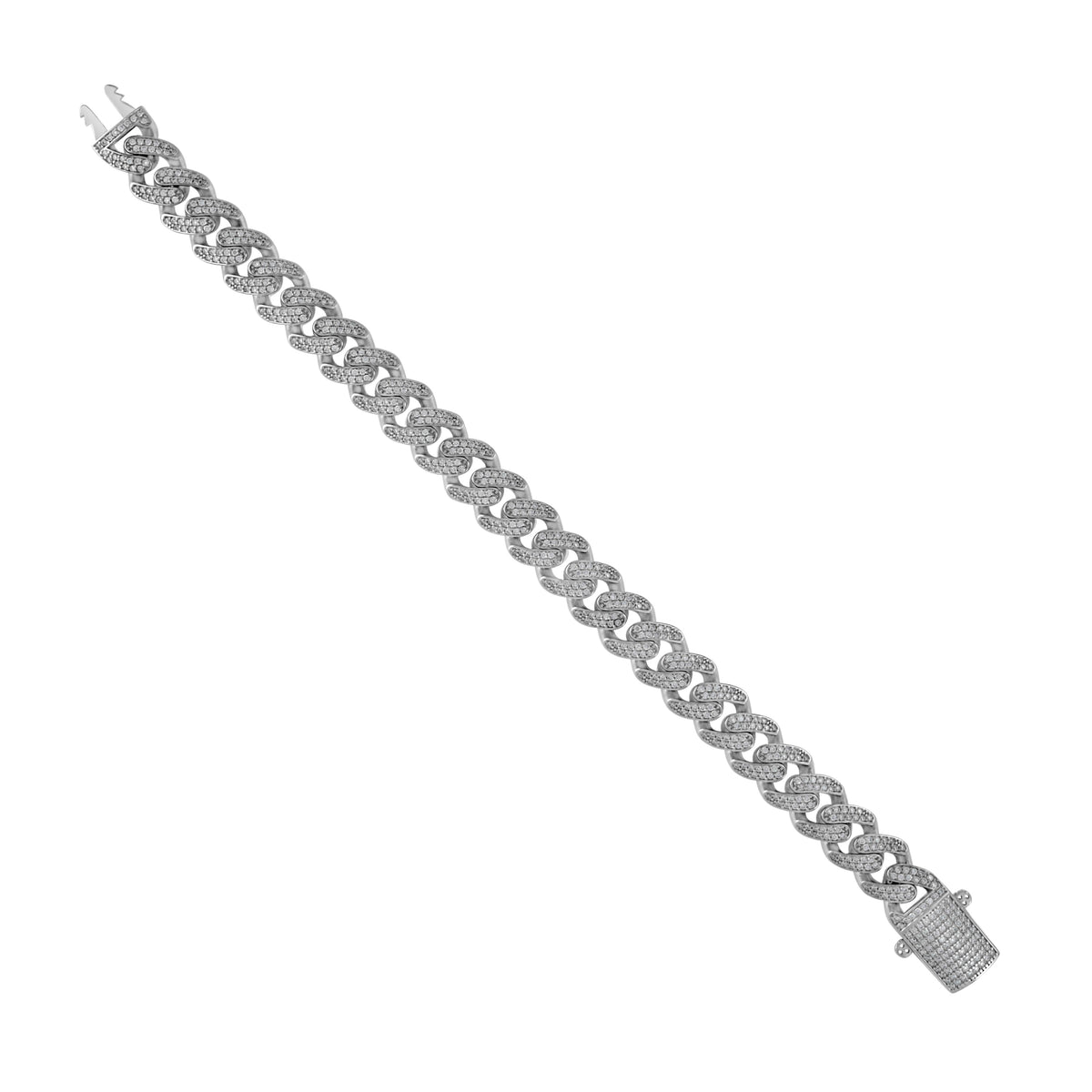 925 Sterling Silver Unisex 3.90ct Moissanite Miami Cuban Bracelet 11mm 8 Inches