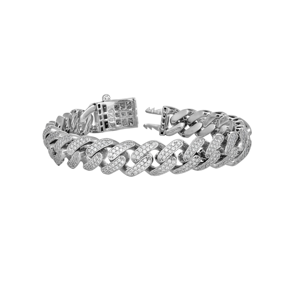 925 Sterling Silver Unisex 3.90ct Moissanite Miami Cuban Bracelet 11mm 8 Inches