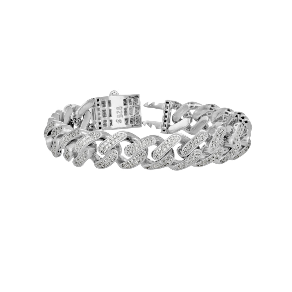 925 Sterling Silver Unisex 11.50ct Moissanite Miami Cuban Chain Necklace 13mm 22 Inches