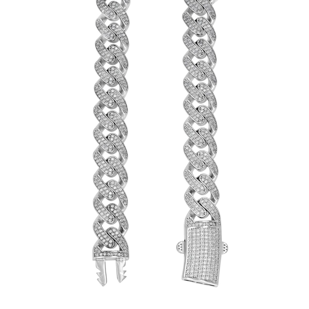 925 Sterling Silver Unisex Moissanite Miami Cuban Chain Necklace 13mm