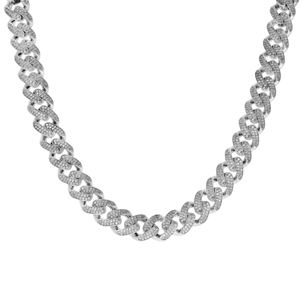 925 Sterling Silver Unisex 11.50ct Moissanite Miami Cuban Chain Necklace 13mm 22 Inches