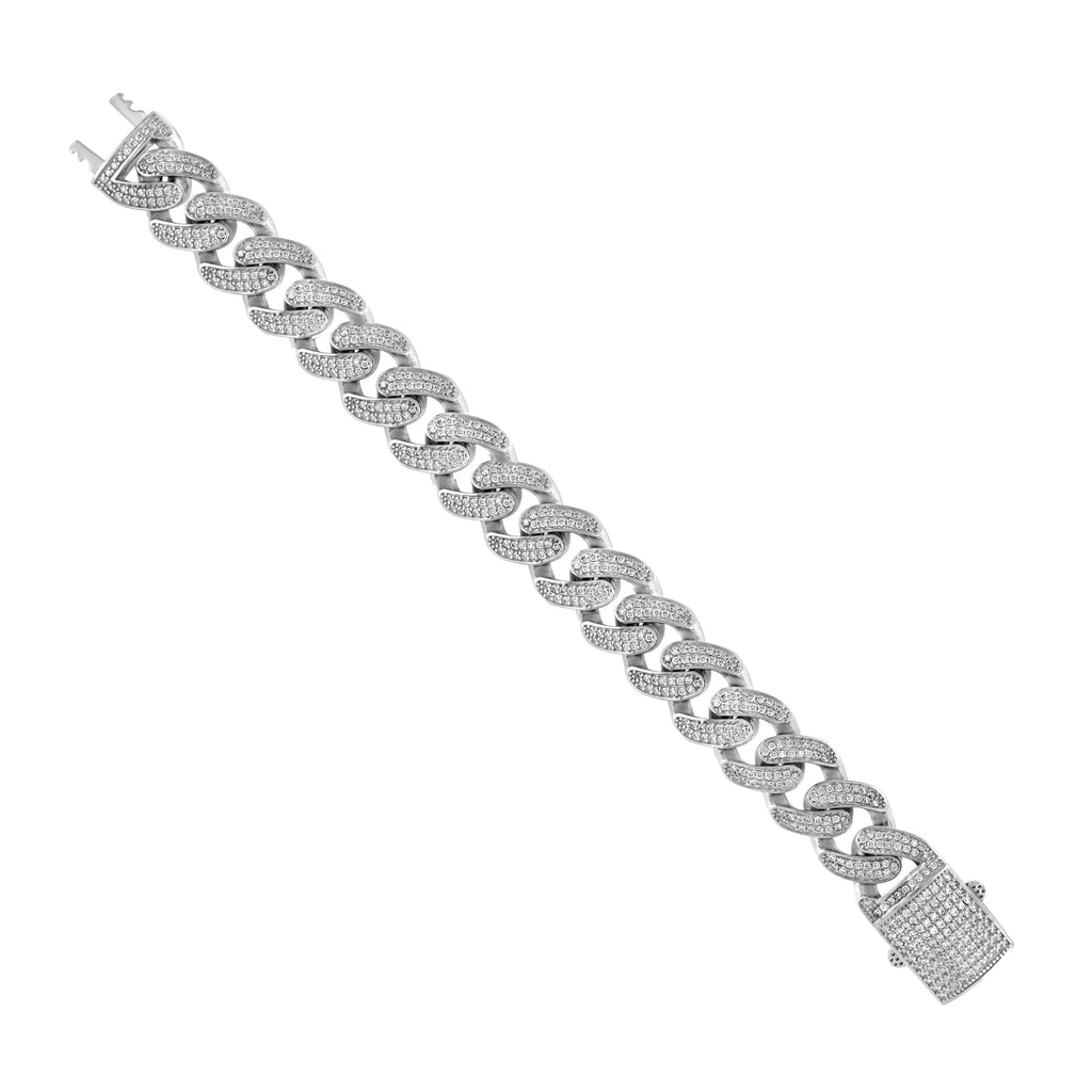 925 Sterling Silver Unisex 28.59ct Moissanite Miami Cuban Chain Necklace 17mm 26 Inches