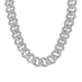 925 Sterling Silver Unisex 28.59ct Moissanite Miami Cuban Chain Necklace 17mm 26 Inches