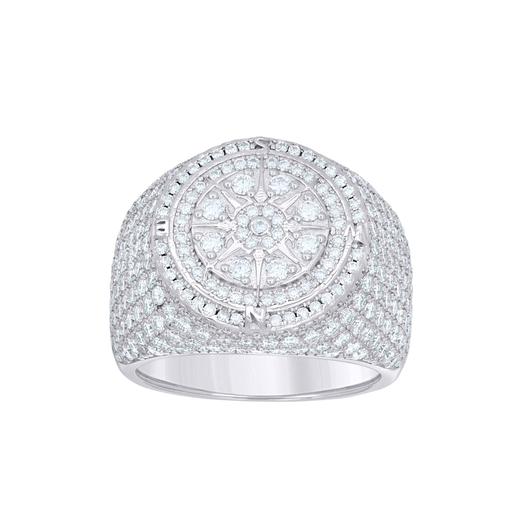 925 Sterling Silver Mens Round 3.70ct Moissanite Fashion Pinky Ring Size 9