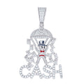 925 Sterling Silver Mens 3.65ct Moissanite Money Man Enameled Monopoly Gambling Pendant