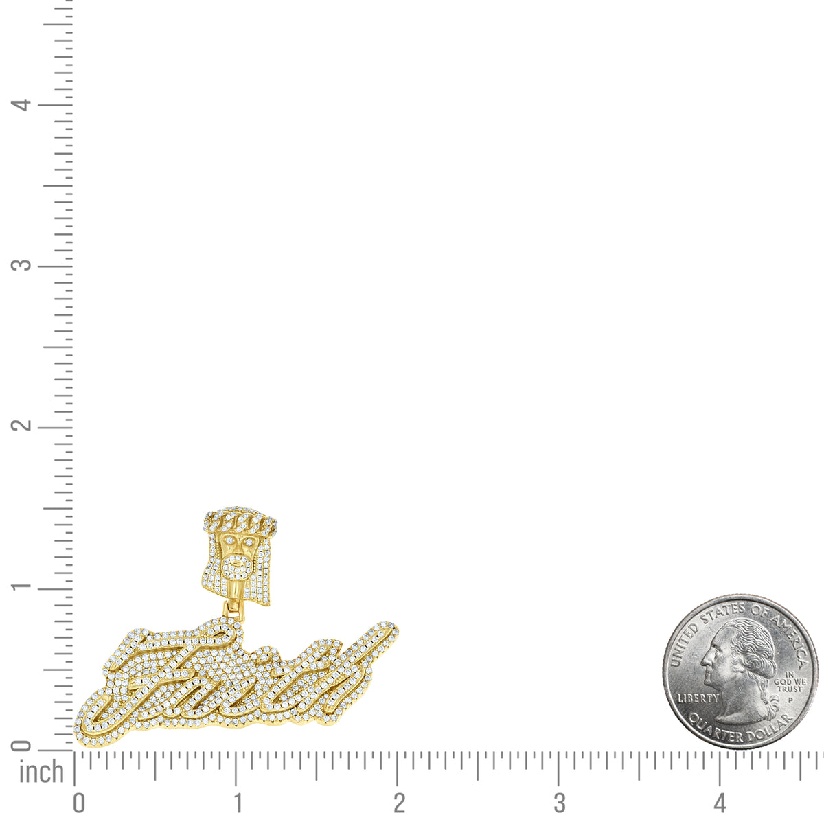 925 Sterling Silver Yellow-tone Mens 2.07ct Moissanite Faith Jesus Religious Pendant