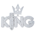 925 Sterling Silver Mens Round Baguette 5.15ct, 6.91ct Moissanite Crowned KING Talking Fashion Pendant