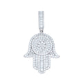 925 Sterling Silver Mens Round Baguette 1.87ct, 1.898ct Moissanite Hamsa Symbol Religious Pendant