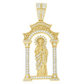 925 Sterling Silver Yellow-tone Mens Round Baguette 2.12ct, 2.04ct Moissanite St. Jude Religious Pendant