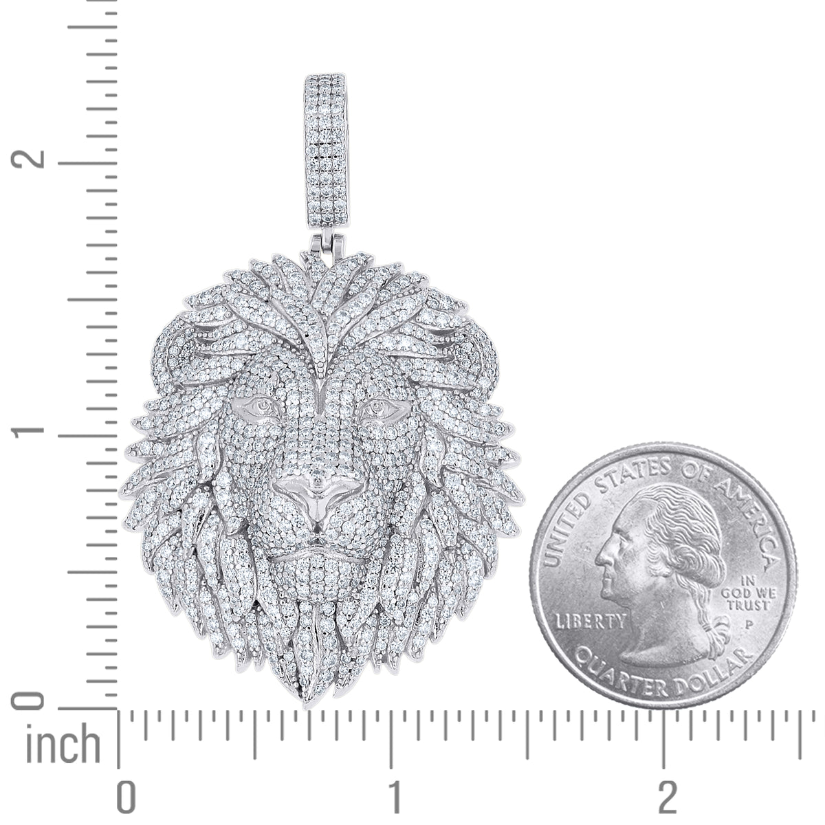925 Sterling Silver Mens 5.47ct Moissanite Leo/Lion Head Zodiac Sign/Wildlife Pendant