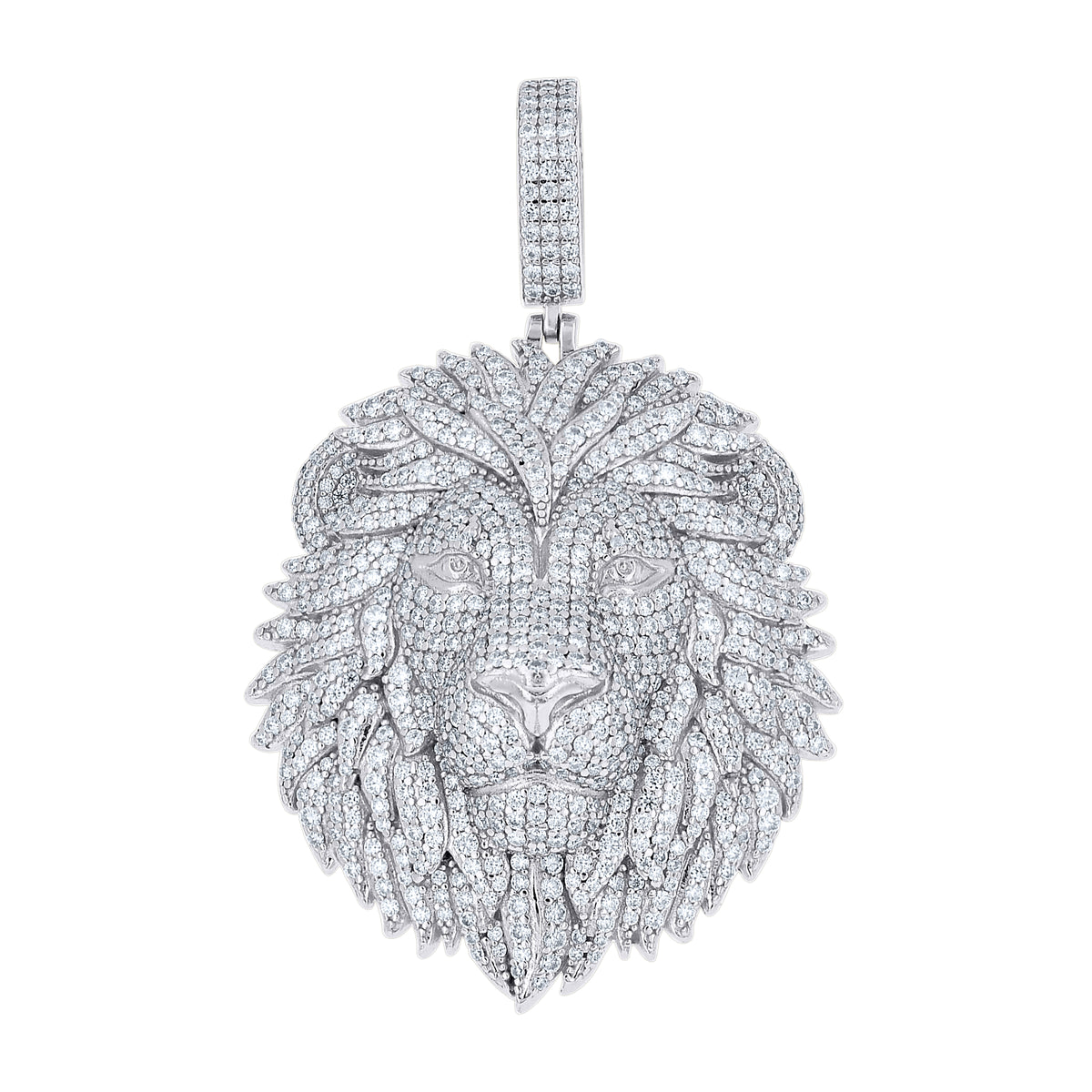 925 Sterling Silver Mens 5.47ct Moissanite Leo/Lion Head Zodiac Sign/Wildlife Pendant