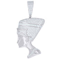 925 Sterling Silver Mens Round Baguette 3.60ct, 1.28ct Moissanite Nefertiti Egyptian Pendant
