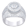 925 Sterling Silver Mens Round Baguette  3.26ct, 2.28ct Moissanite Fashion Ring