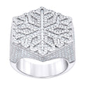 925 Sterling Silver Mens Round Baguette  3.78ct, 1.24ct Moissanite Snowflake Fashion Ring Size 9