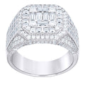 925 Sterling Silver Mens Round Baguette  2.12ct, 3.55ct Moissanite Square Head Fashion Ring Size 10