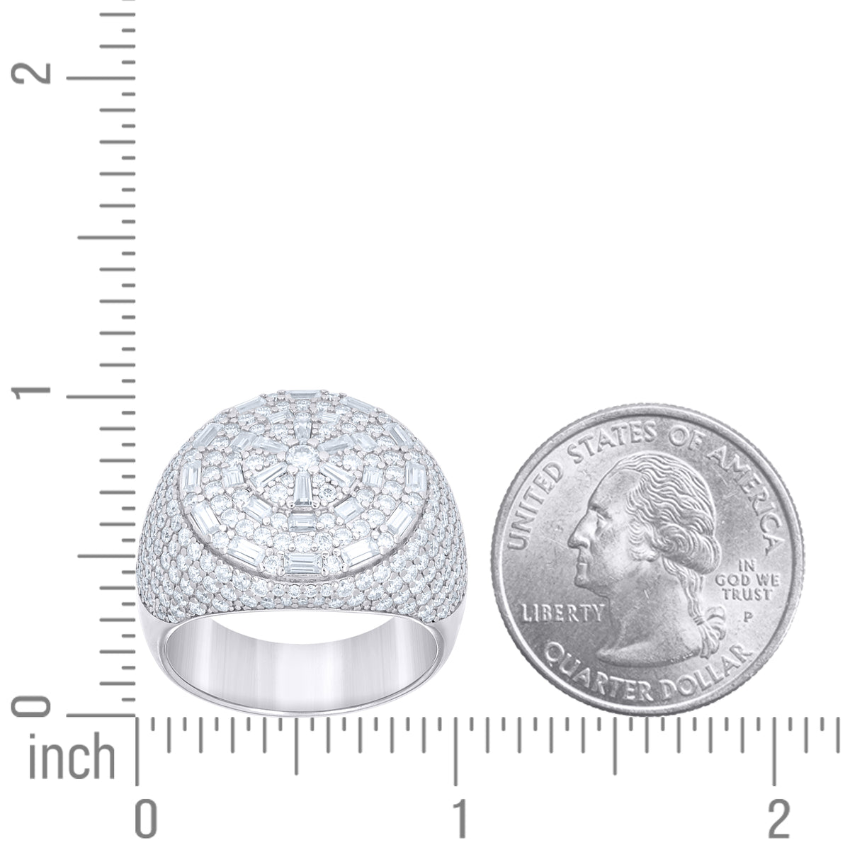 925 Sterling Silver Mens Round Baguette  3.71ct, 1.48ct Moissanite Cluster Fashion Ring Size 11