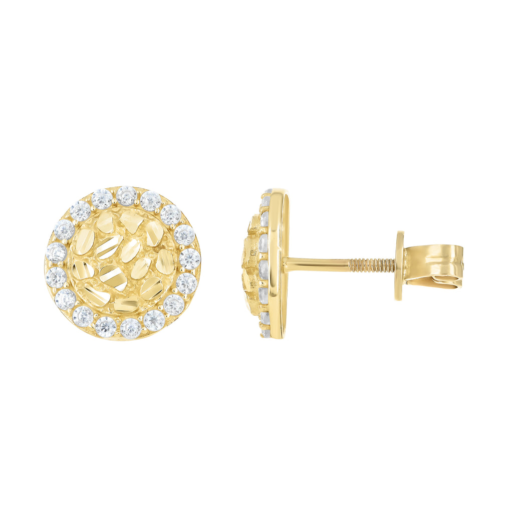 10K Yellow Gold Womens Cubic-Zirconia Round Fashion Stud Earrings