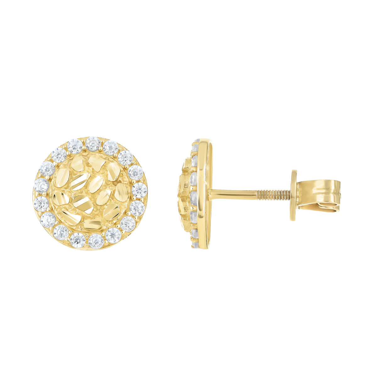 10K Yellow Gold Womens Cubic-Zirconia Round Fashion Stud Earrings