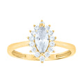 10K Yellow Gold Womens Round Marquise Cubic-Zirconia Fashion Ring