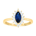 10K Yellow Gold Womens Round Marquise White Blue Cubic-Zirconia Fashion Ring