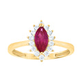 10K Yellow Gold Womens Round Marquise White Red Cubic-Zirconia Fashion Ring