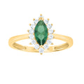 10K Yellow Gold Womens Round Marquise White Green Cubic-Zirconia Fashion Ring