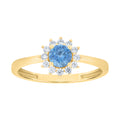 10K Yellow Gold Womens White Aquamarine Cubic-Zirconia Fashion Ring