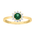 10K Yellow Gold Womens White Green Cubic-Zirconia Fashion Ring