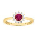 10K Yellow Gold Womens White Red Cubic-Zirconia Fashion Ring