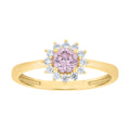 10K Yellow Gold Womens White Pink Cubic-Zirconia Fashion Ring