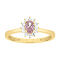 10K Yellow Gold Womens Round Oval White Pink Cubic-Zirconia Fashion Ring
