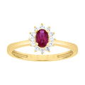 10K Yellow Gold Womens Round Oval White Red Cubic-Zirconia Fashion Ring