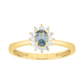 10K Yellow Gold Womens Round Oval White Aquamarine Cubic-Zirconia Fashion Ring