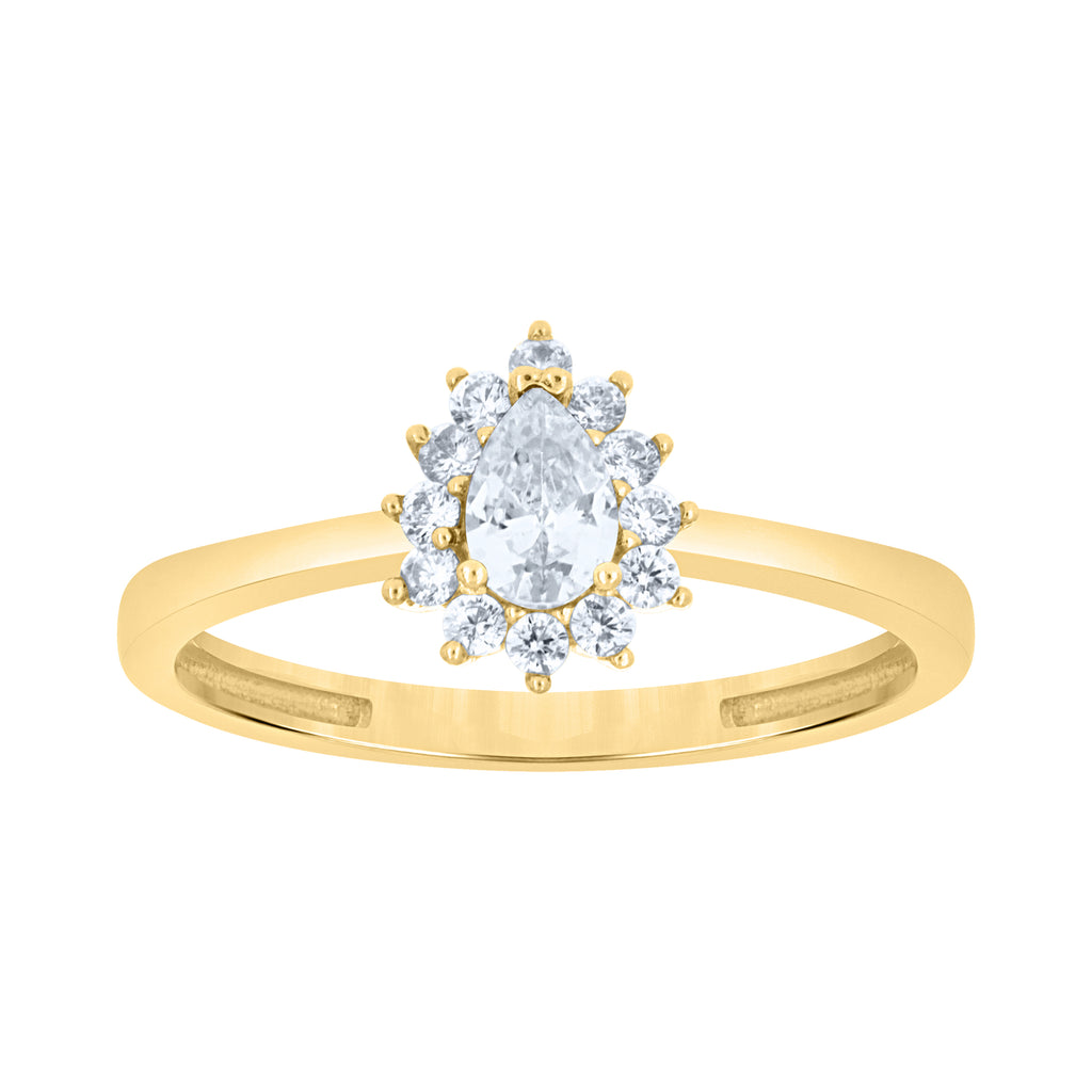 10K Yellow Gold Womens Round Pear Cubic-Zirconia Fashion Ring