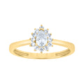 10K Yellow Gold Womens Round Pear Cubic-Zirconia Fashion Ring
