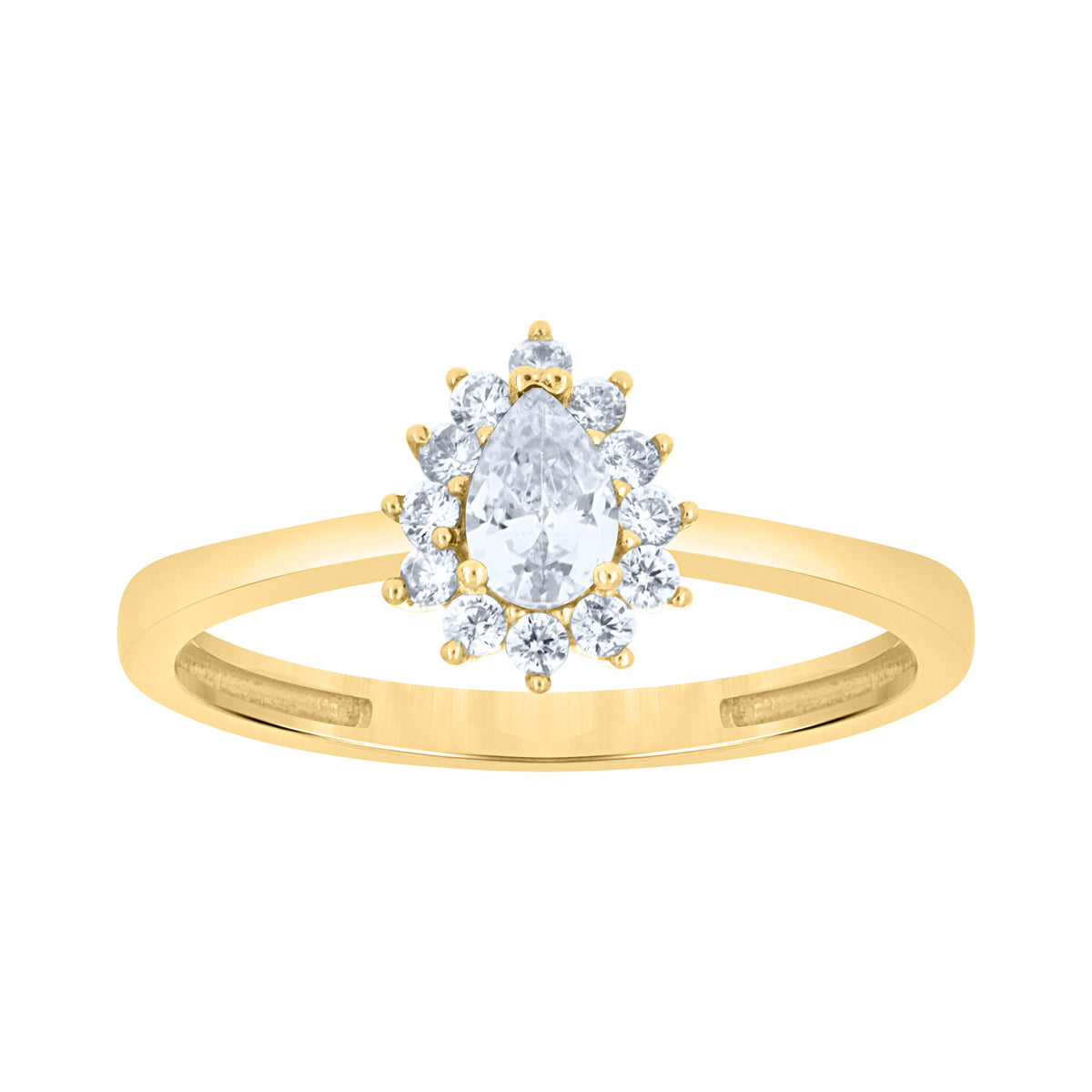 10K Yellow Gold Womens Round Pear Cubic-Zirconia Fashion Ring
