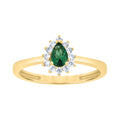 10K Yellow Gold Womens Round Pear White Green Cubic-Zirconia Fashion Ring