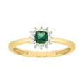 10K Yellow Gold Womens Round Cushion-cut White Green Cubic-Zirconia Fashion Ring