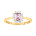 10K Yellow Gold Womens Round Baguette White Pink Cubic-Zirconia Fashion Ring