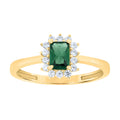 10K Yellow Gold Womens Round Baguette White Green Cubic-Zirconia Fashion Ring