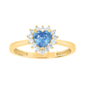 10K Yellow Gold Womens Round Heart White Aquamarine Cubic-Zirconia Fashion Ring