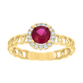 10K Yellow Gold Womens White Red Cubic-Zirconia Fashion Ring