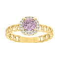 10K Yellow Gold Womens White Pink Cubic-Zirconia Fashion Ring