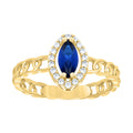 10K Yellow Gold Womens Round Marquise White Blue Cubic-Zirconia Fashion Ring