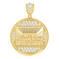 10K Yellow Gold Mens Cubic-Zirconia Last Supper Religious Pendant